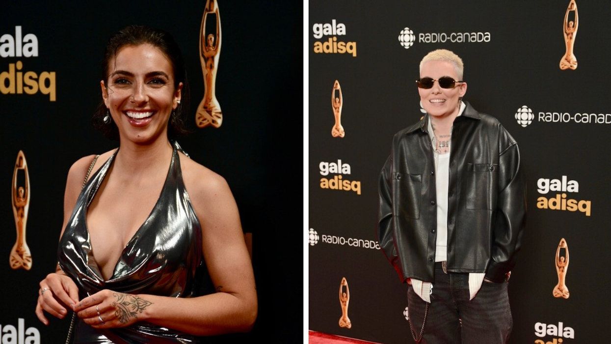 Roxane Bruneau au Gala de l'ADISQ 2024. Droite : Rafaëlle Roy sur le tapis rouge au Gala de l'ADISQ 2024.