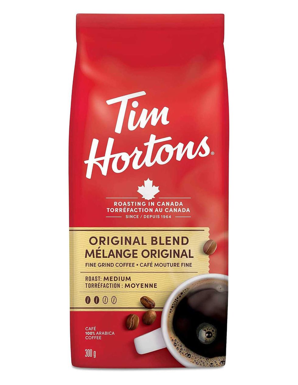 Sac de m\u00e9lange original de caf\u00e9 moulu, torr\u00e9faction moyenne de Tim Hortons.