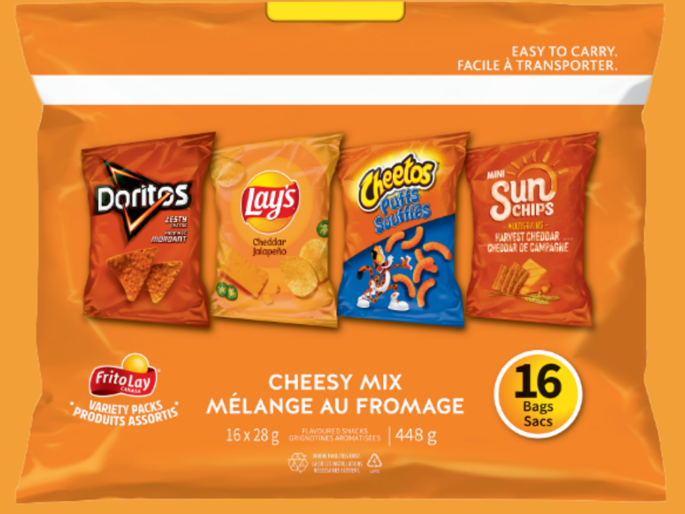 Sacs de produits assortis M\u00e9lange au fromage de Frito Lay.