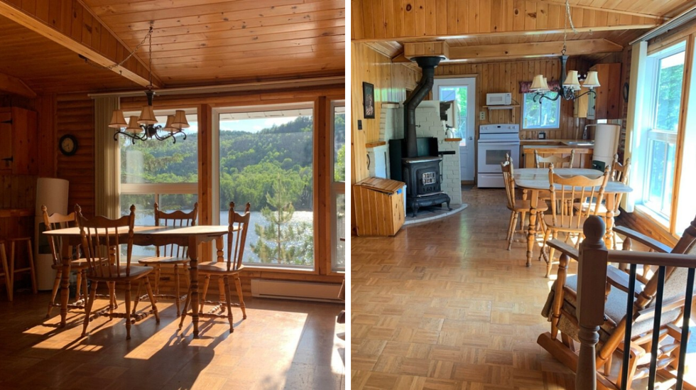 Salle \u00e0 manger. Droite : Cuisine.