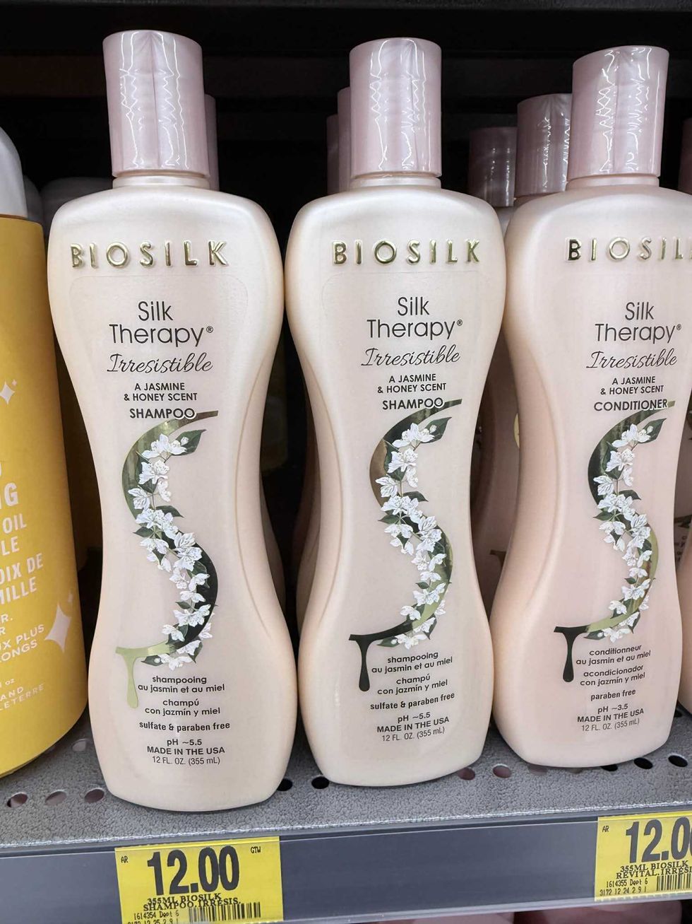 Shampoing au miel et au jasmin de la marque Biosilk en vente au Tigre G\u00e9ant pour 12 $.