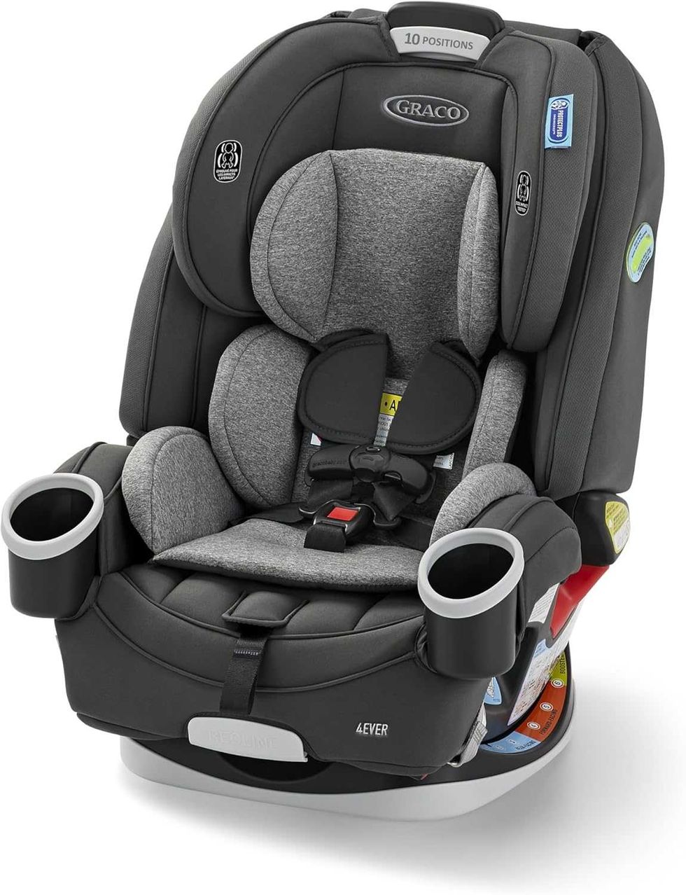Si\u00e8ge auto convertible 4-en-1 Graco 4Ever avec appuie-t\u00eate ajustable et porte-gobelets sur le site d'Amazon Prime.
