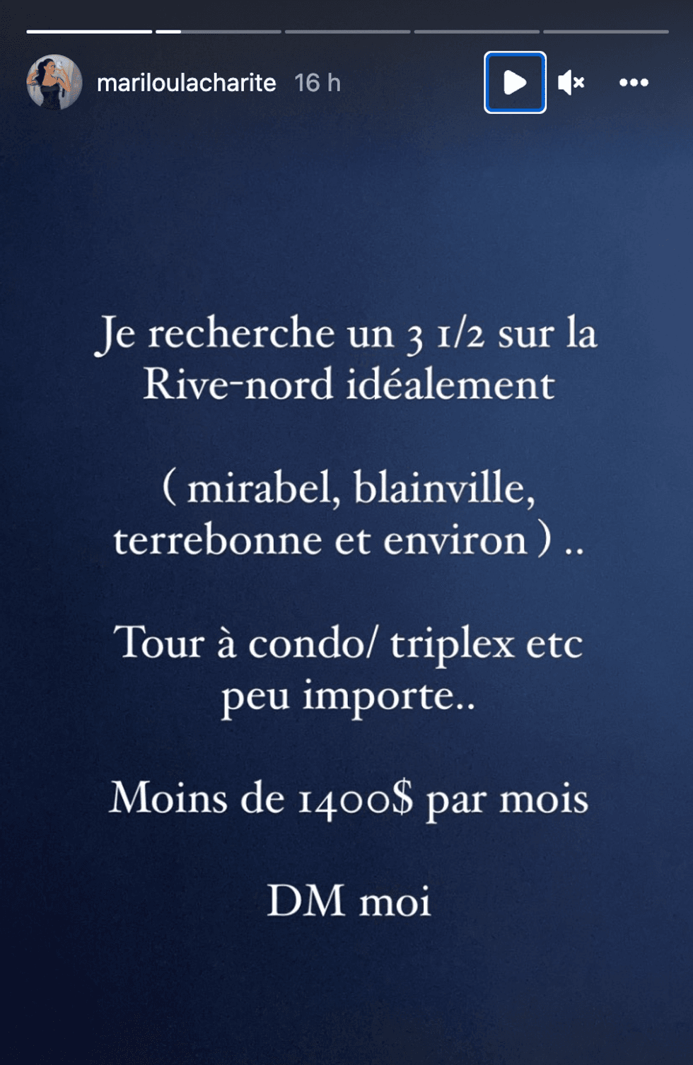 Story Instagram de Marilou.