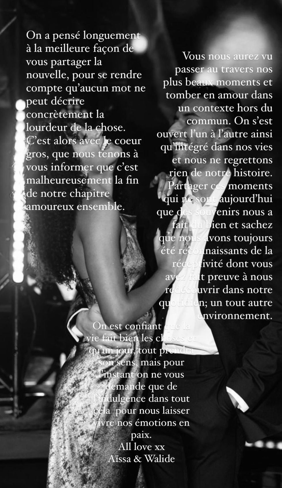 Story Instagram partag\u00e9e par A\u00efssa et Walide.