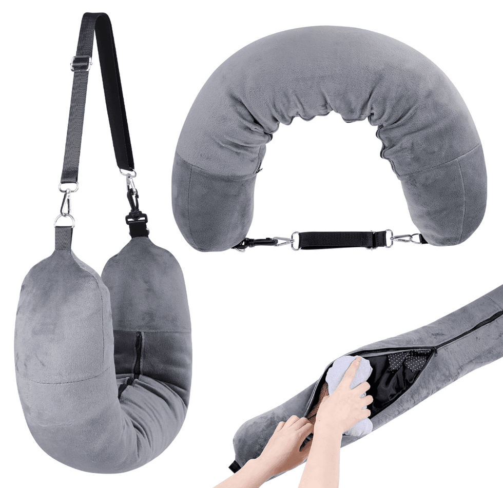 Taie d'oreiller rembourr\u00e9e de voyage pour bagages suppl\u00e9mentaires en velours.