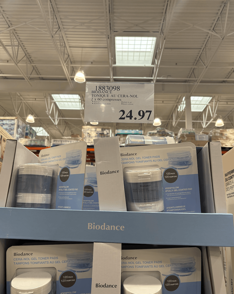 Tampons toniques au gel Cera-Nol Biodance (2 x 60 tampons) au Costco.