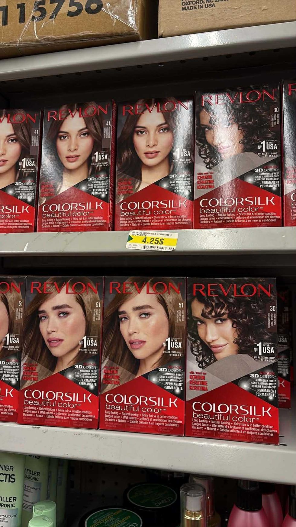 Teinture Revlon Colorsilk sur les tablettes du Dollarama.