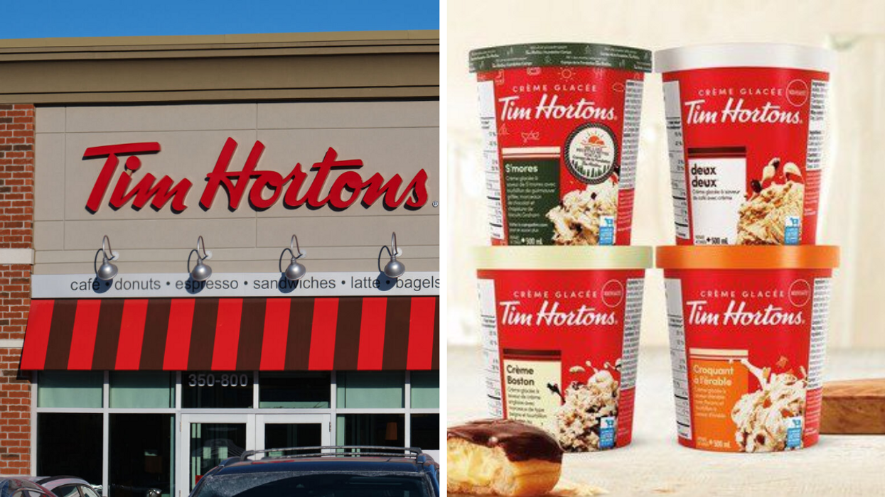 Tim Hortons. Droite : Nouvelles saveurs de crème glacée.
