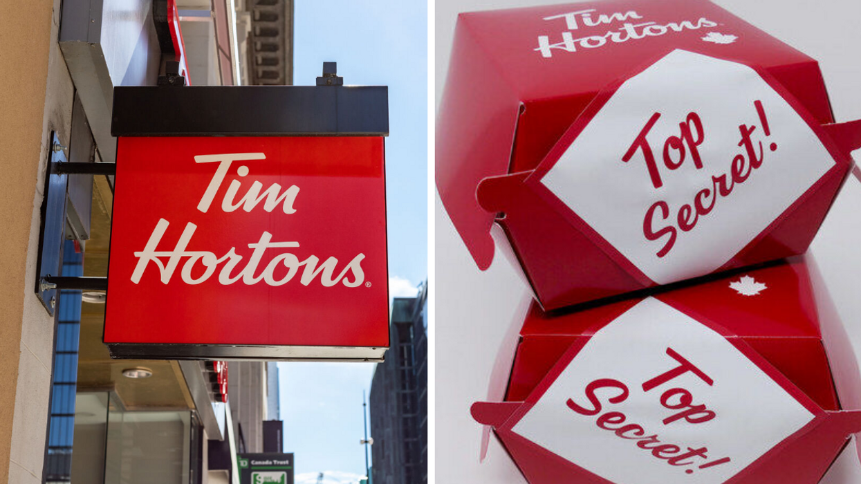 Tim Hortons. Droite : Top Secret deux beignes.