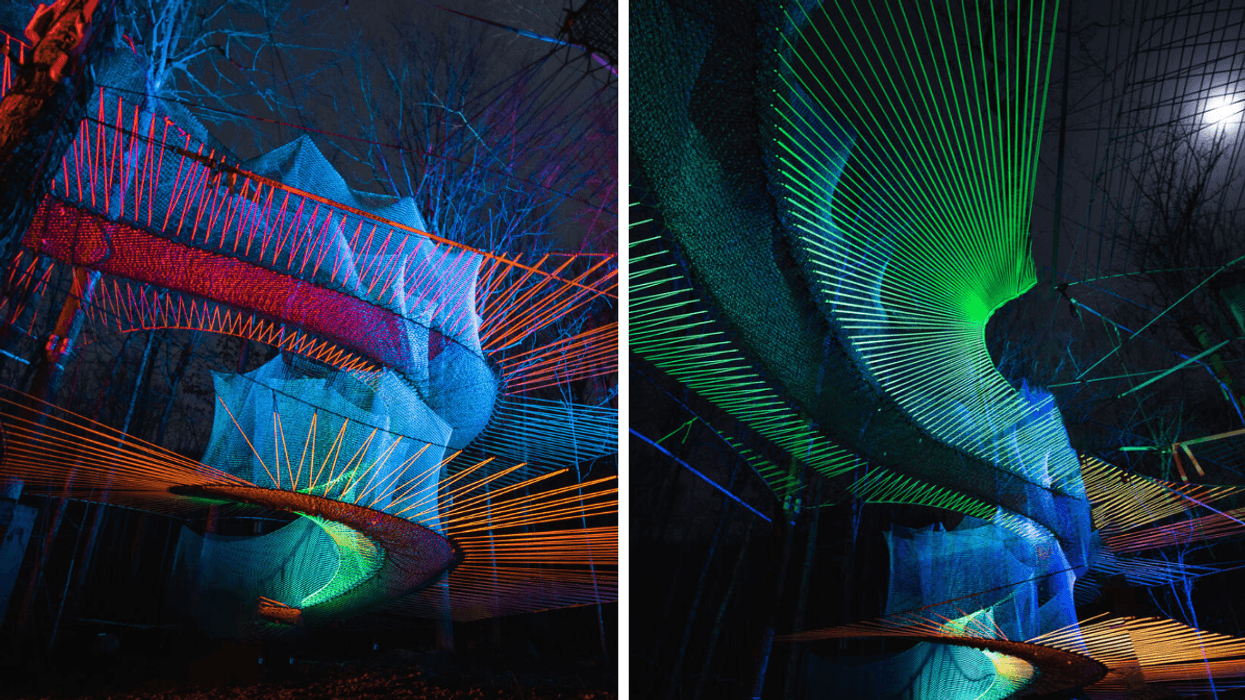 Trampoline illuminé.