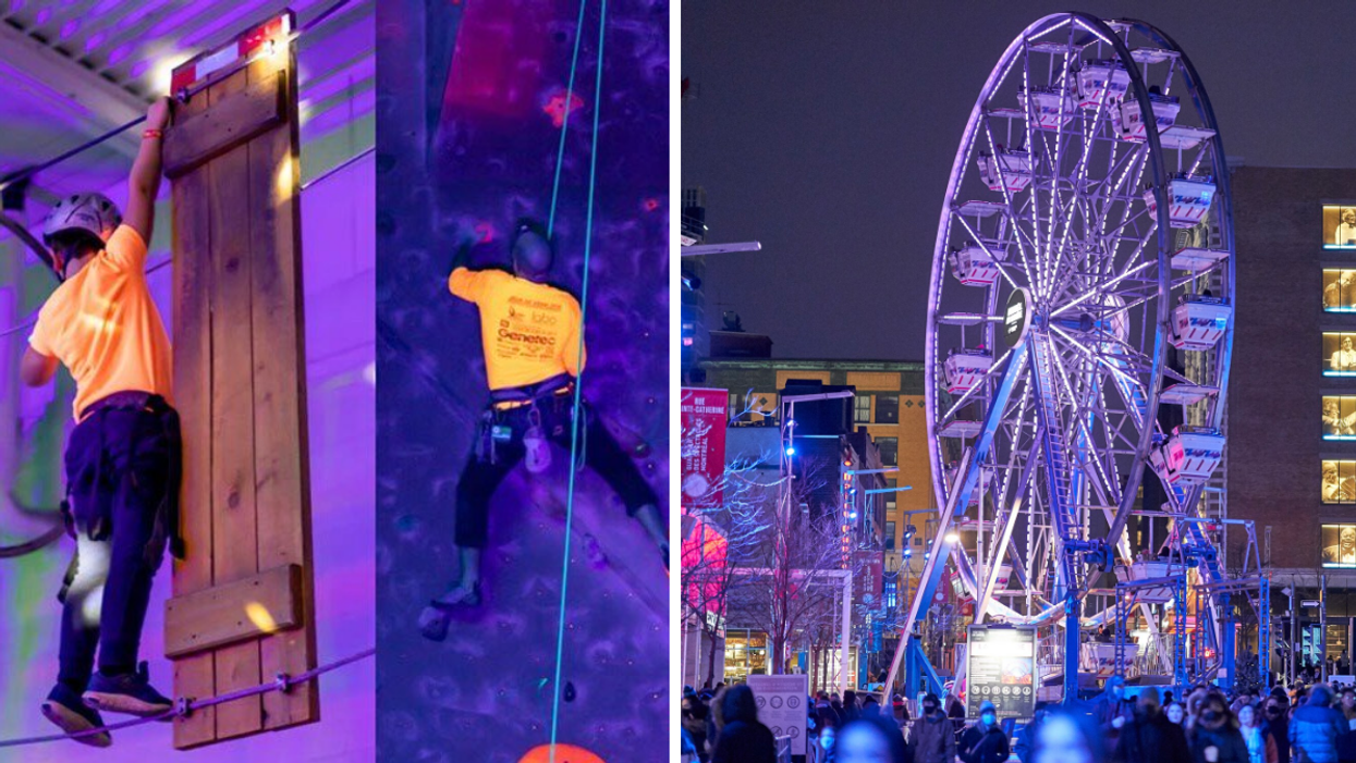 Tu peux faire de l'escalade de nuit avec «black lights» gratuitement ce week-end à Montréal