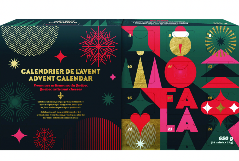 \u200b\u200bCalendrier de l'avent de fromages artisanaux du Qu\u00e9bec.