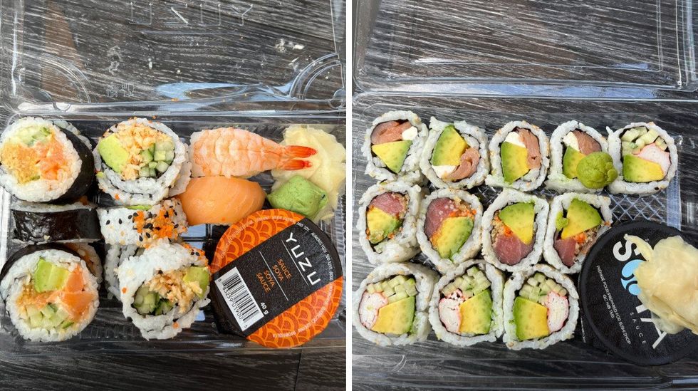 \u200bBo\u00eete combo de Yuzu Sushi. Droite : Bo\u00eete combo de Sushi Shop.
