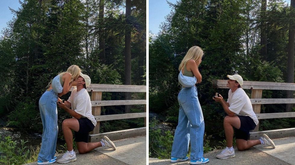 \u200bBrendan Gallagher et Emma Fortin pendant leurs fian\u00e7ailles.