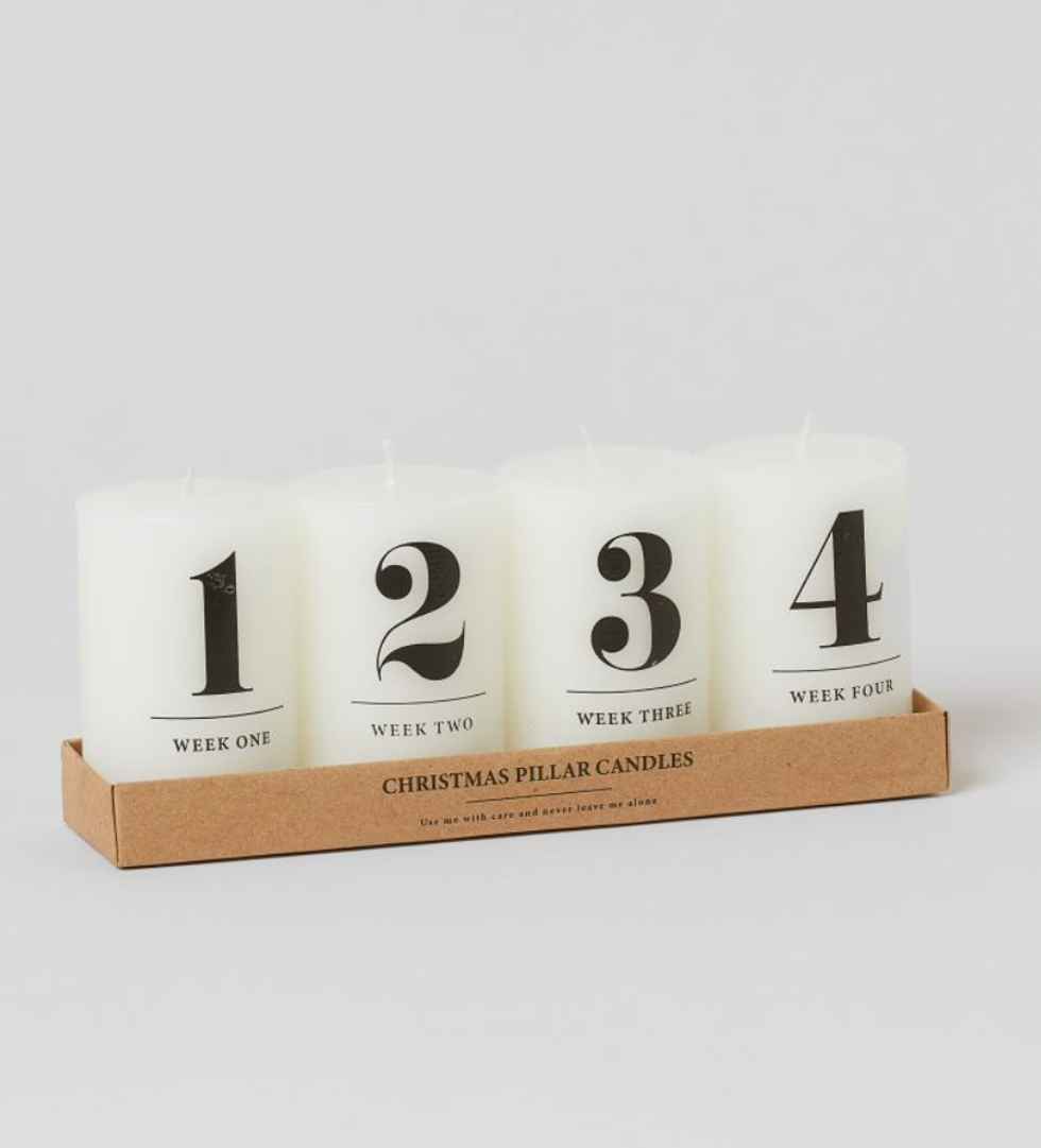 \u200bCalendrier de l'avent, chandelles H&M.