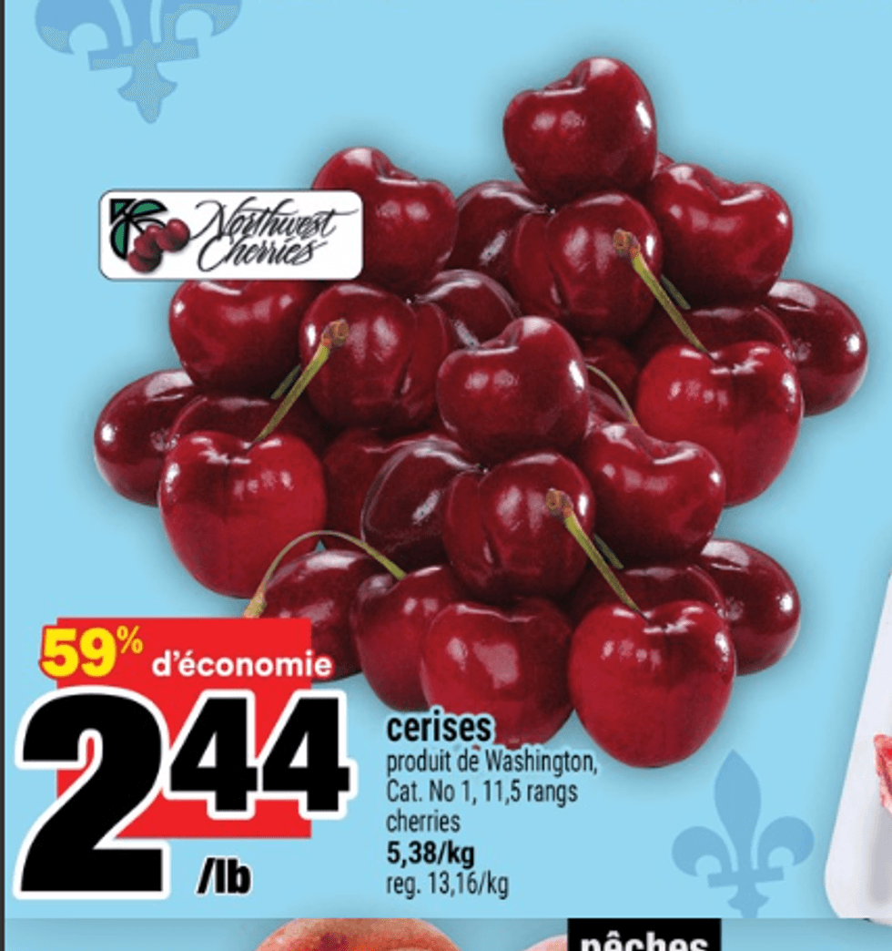 \u200bCerises en sp\u00e9cial dans la circulaire de Super C.