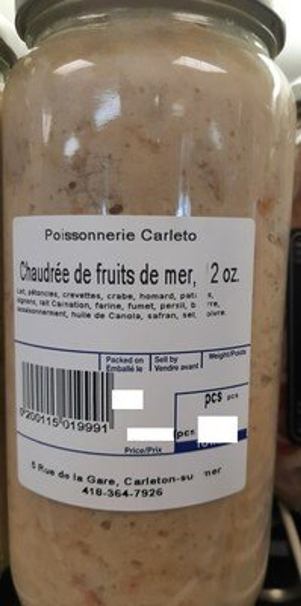 \u200bChaudr\u00e9e de fruits de mer de la Poissonnerie Carleton.