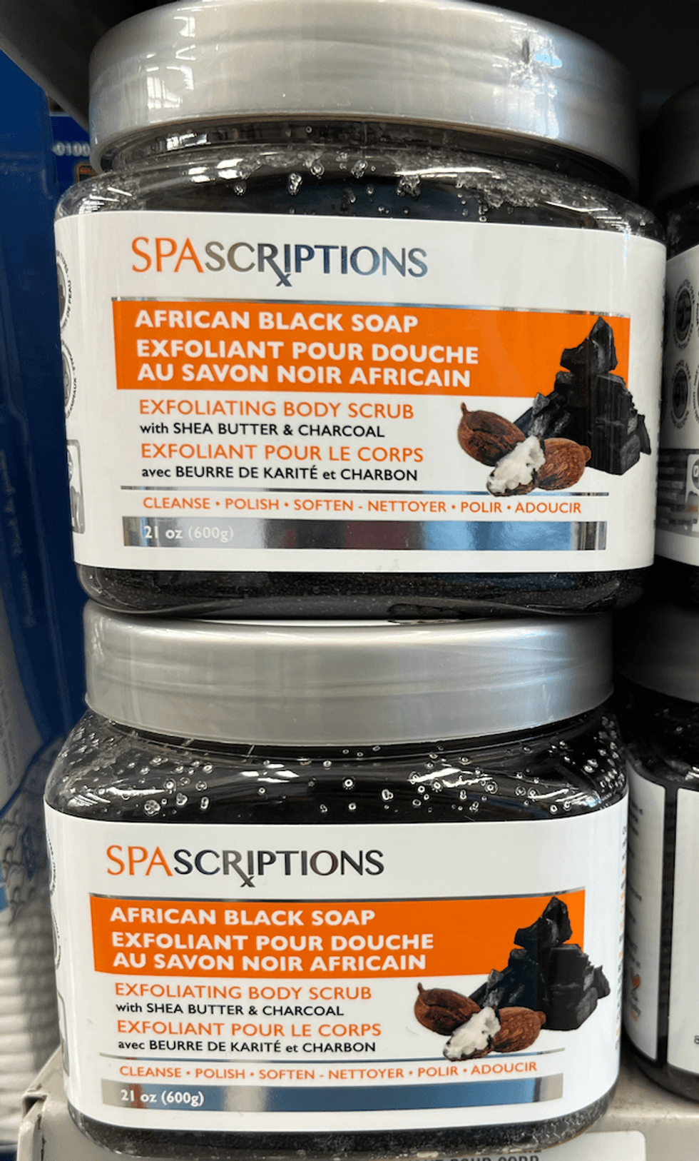 \u200bExfoliant pour les pieds Spascriptions vendu au Dollarama.