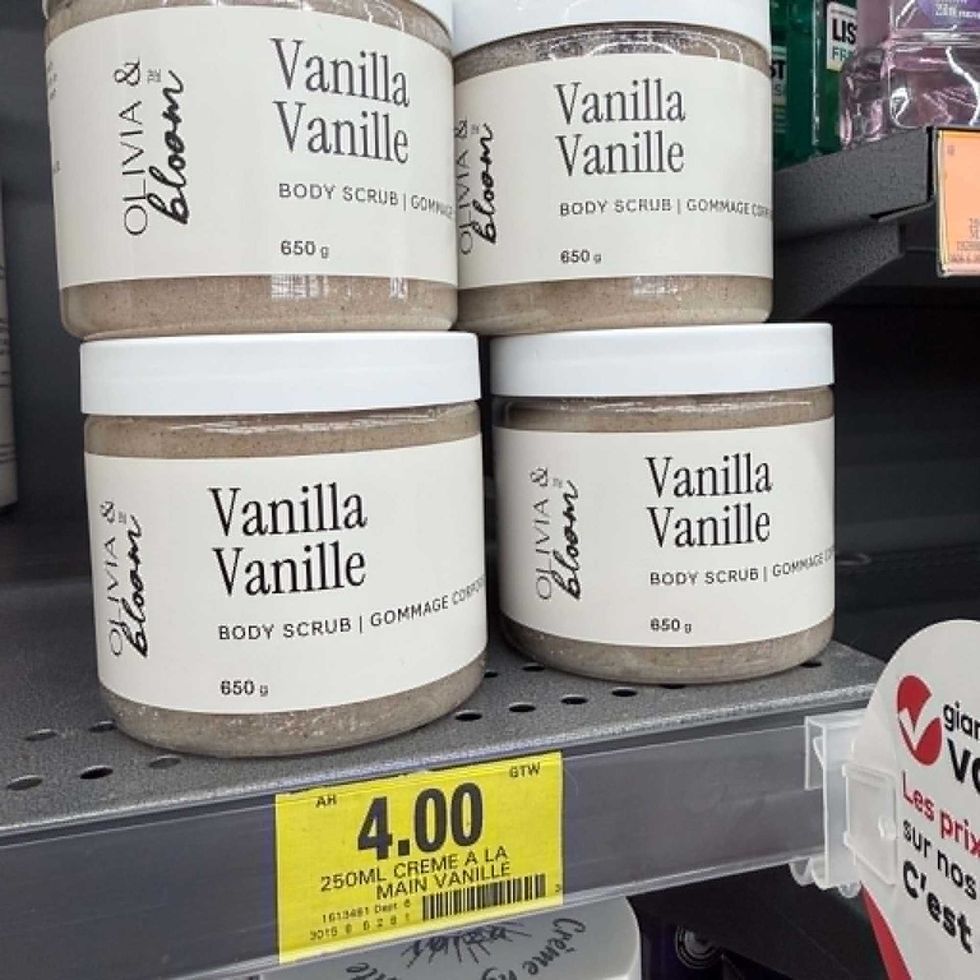 \u200bGommage corporel \u00e0 la vanielle en vente au Tigre G\u00e9ant pour 4 $.