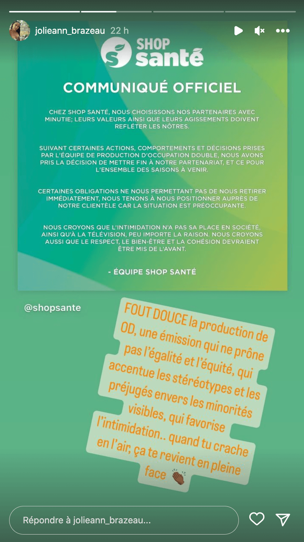 \u200bJolie-Ann Brazeau commente la situation \u00e0 OD Martinique.