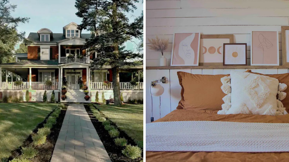 \u200bMaison ext\u00e9rieure. Droite : Lit.