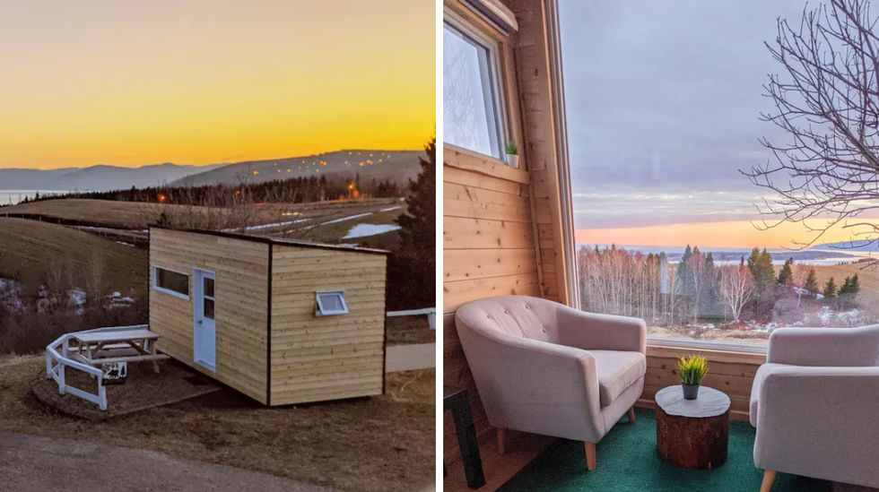 \u200bMicro-maison. Droite : Vue de la fen\u00eatre.