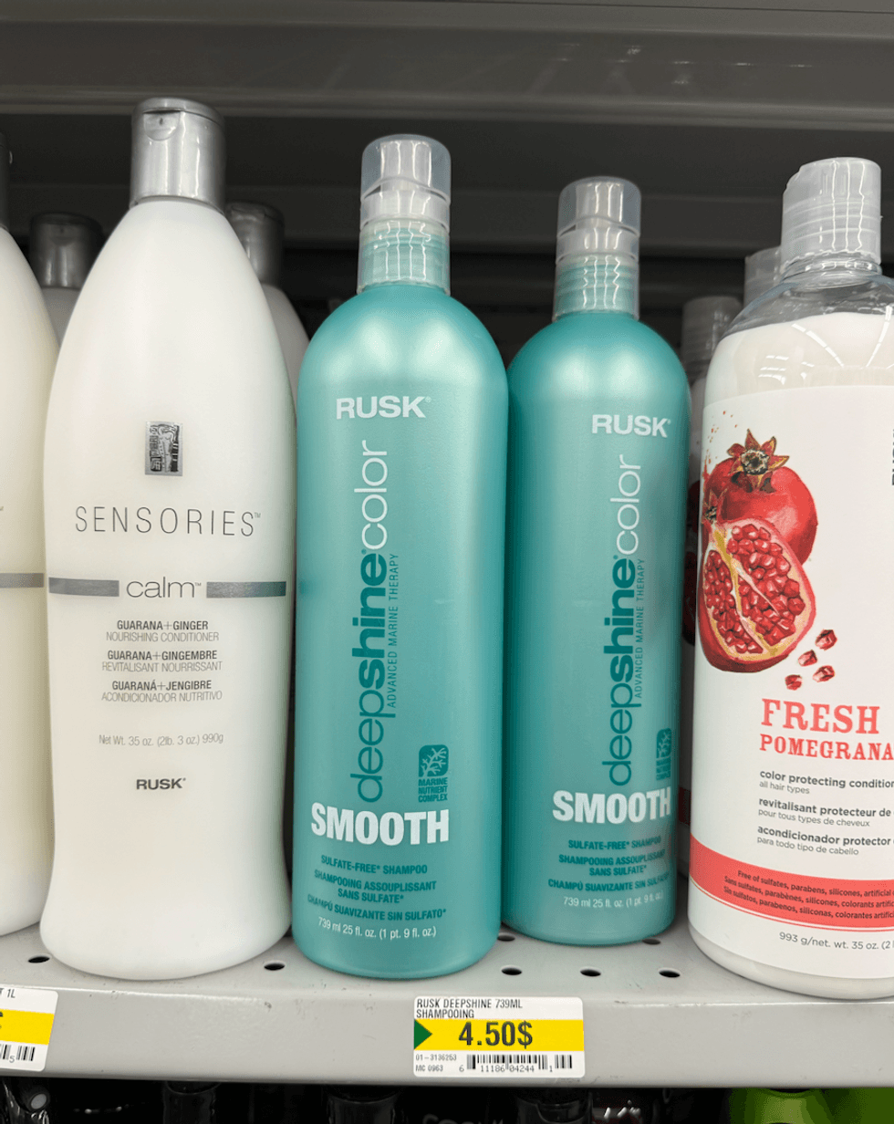 \u200bShampoing Rusk sur les tablettes du Dollarama.