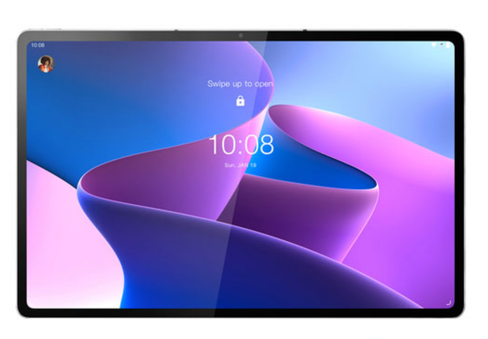 \u200bTablette de 12,6 pouces d'Android allum\u00e9e sur l'\u00e9cran d'accueil.