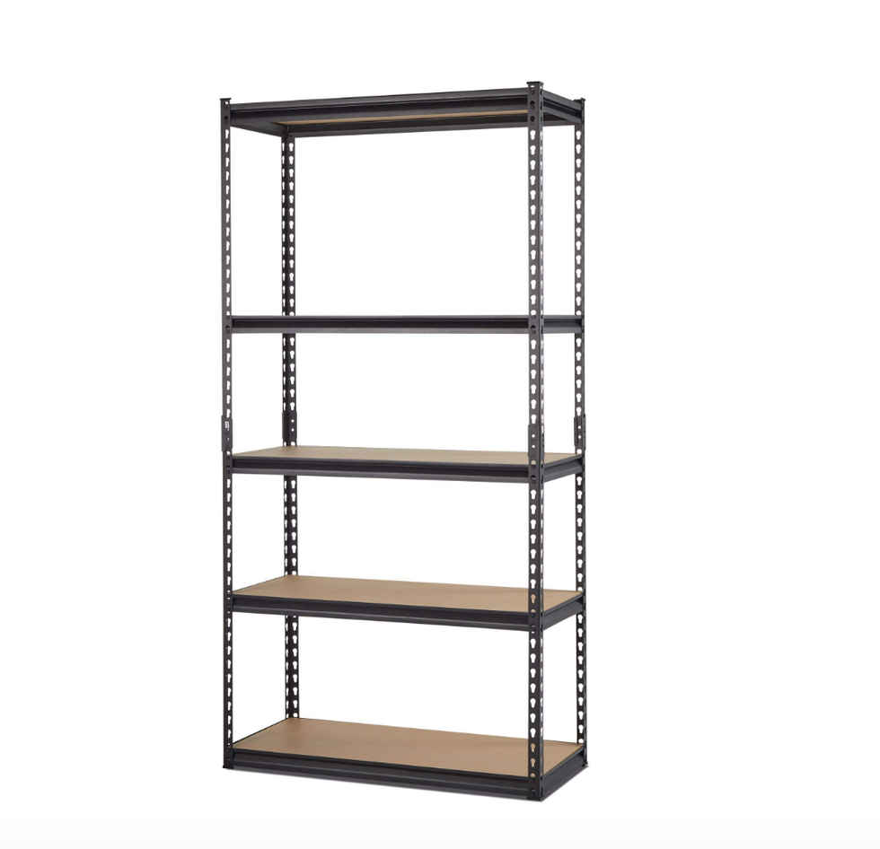 \u200bUnit\u00e9 de stockage/\u00e9tag\u00e8re r\u00e9glable en acier et en bois \u00e0 5 tablettes Mastercraft.