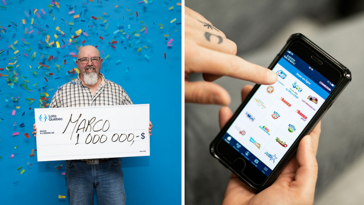 Un gagnant. Droite : Application Loto-Québec.