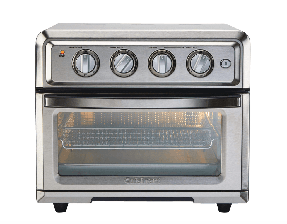 Un grille-pain four argent\u00e9.