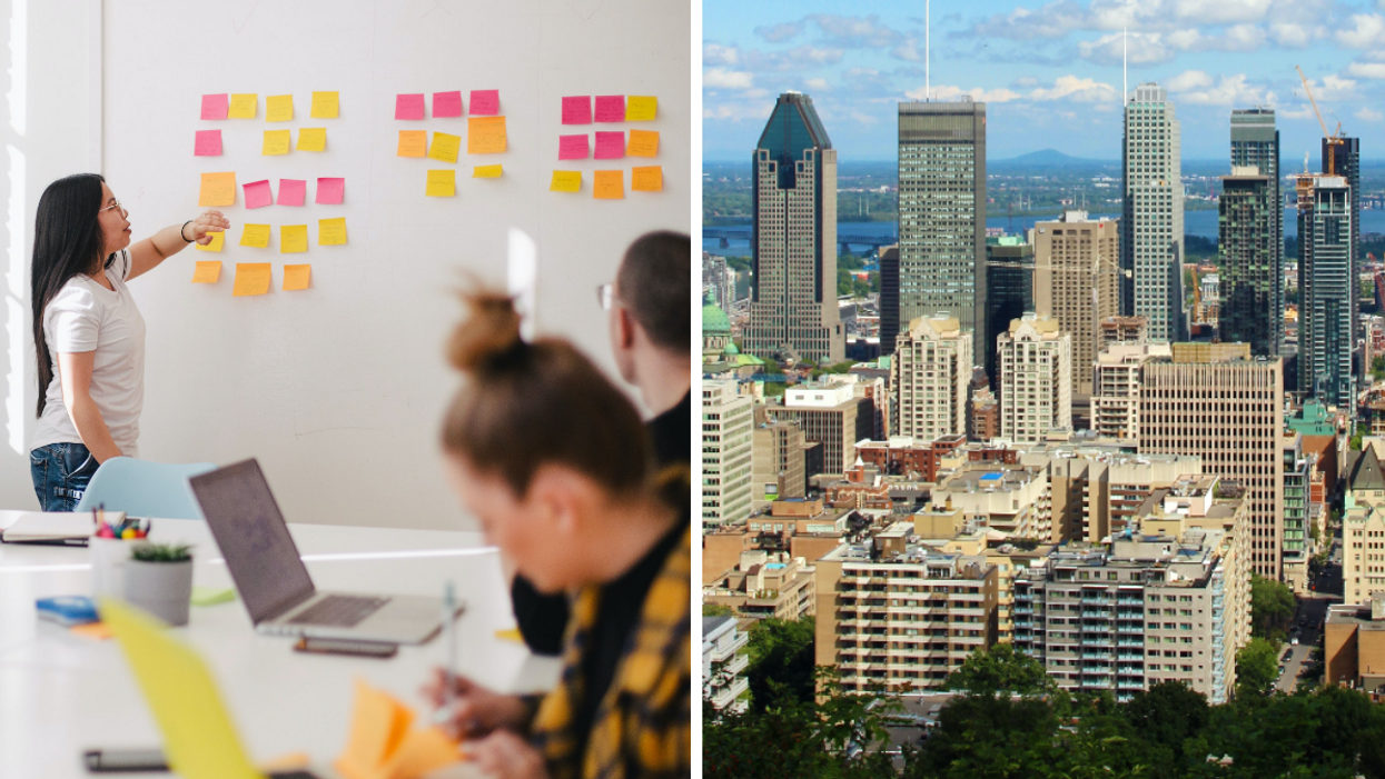 Un job de bureau. Droite : Montréal.