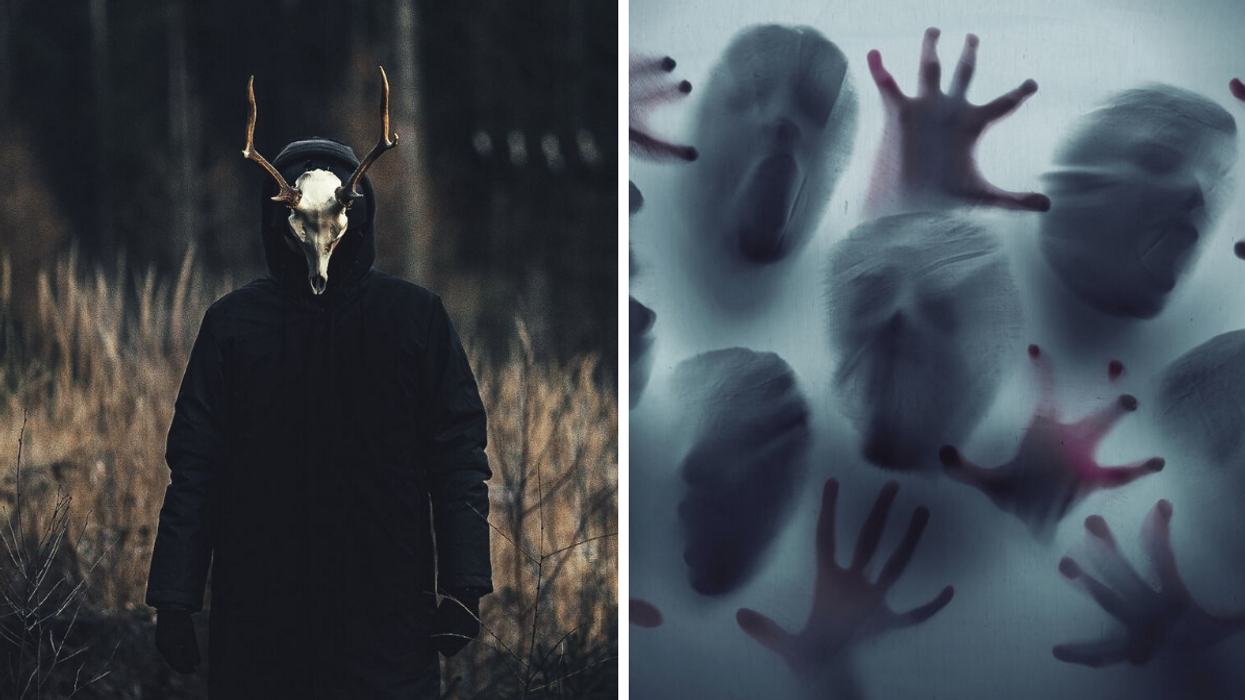 Un personnage du Village hanté. Droite : Le Village Hanté.