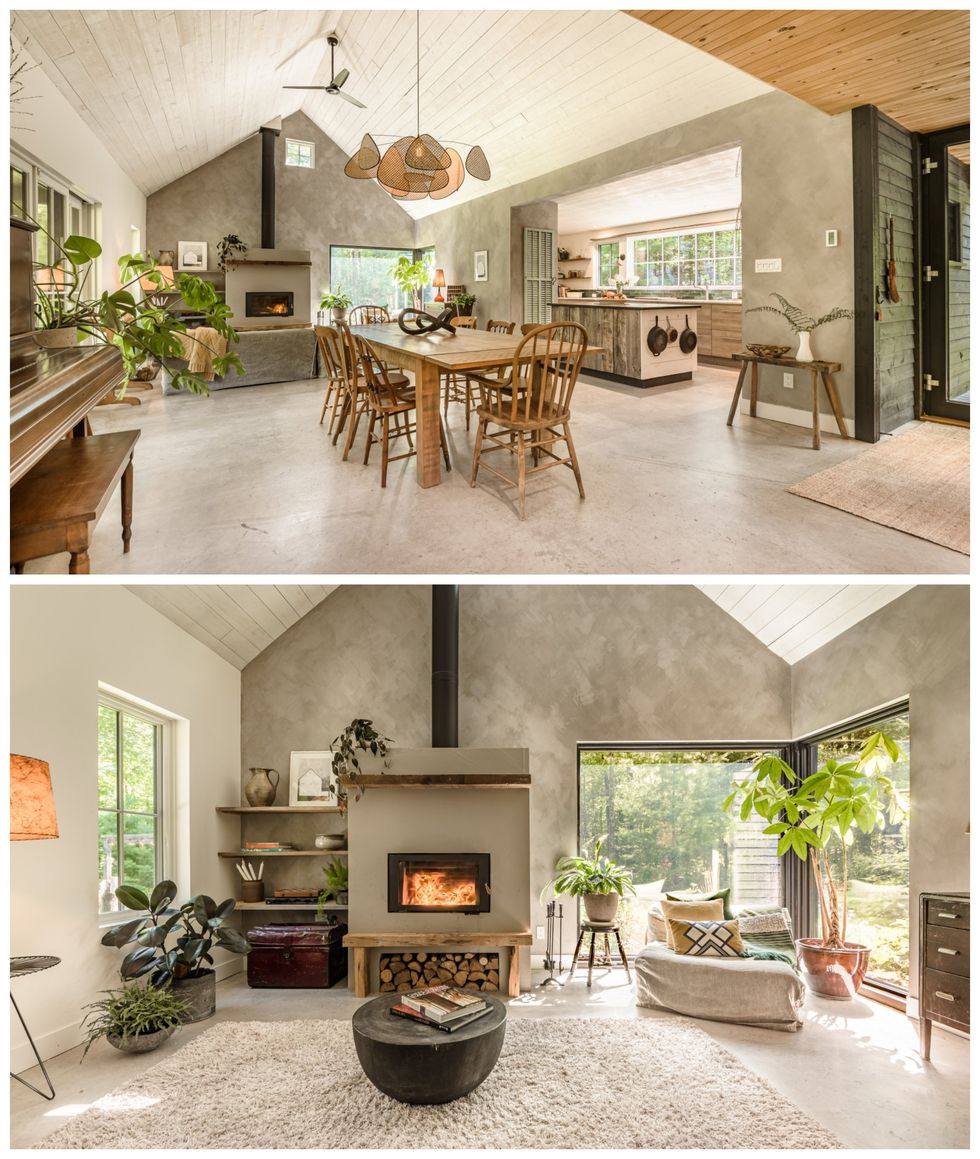 Un salon et une cuisine.