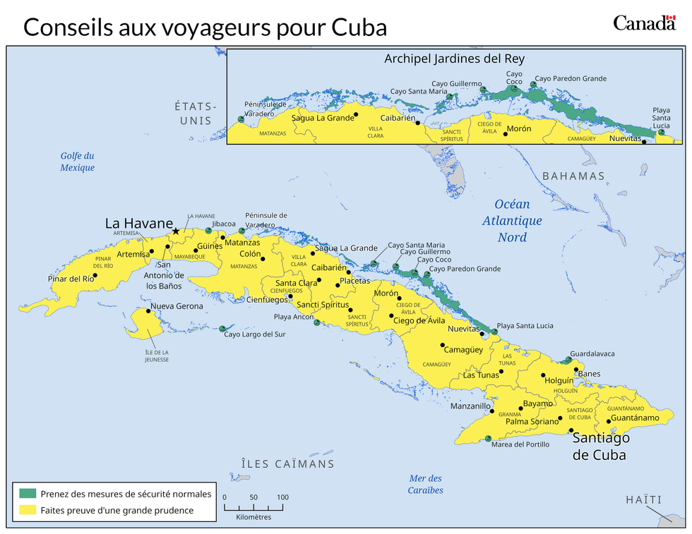 Une carte de Cuba.