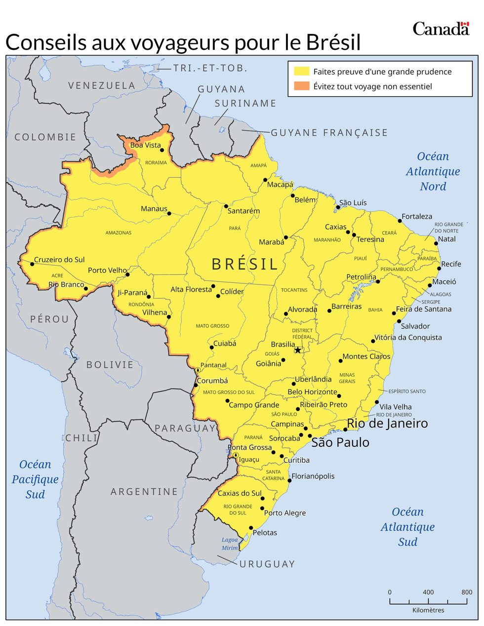 Une carte du Br\u00e9sil.