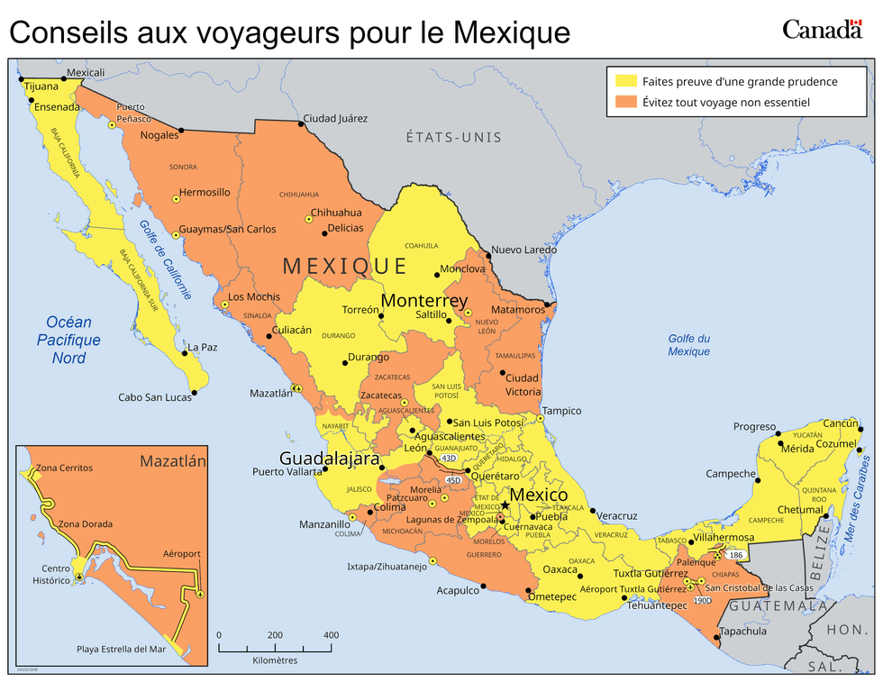 Une carte du Mexique.