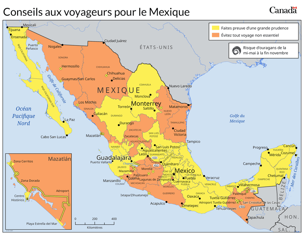 Une carte du Mexique.