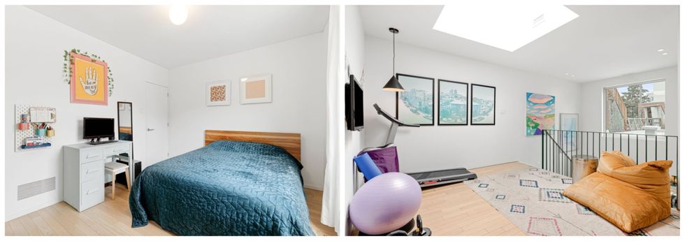 Une chambre. Droite : Une mezzanine.