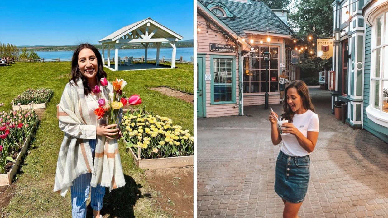 Une personne à Saint-Antoine-de-Tilly. Droite : Une personne au Petit Hameau de Saint-Jovite.