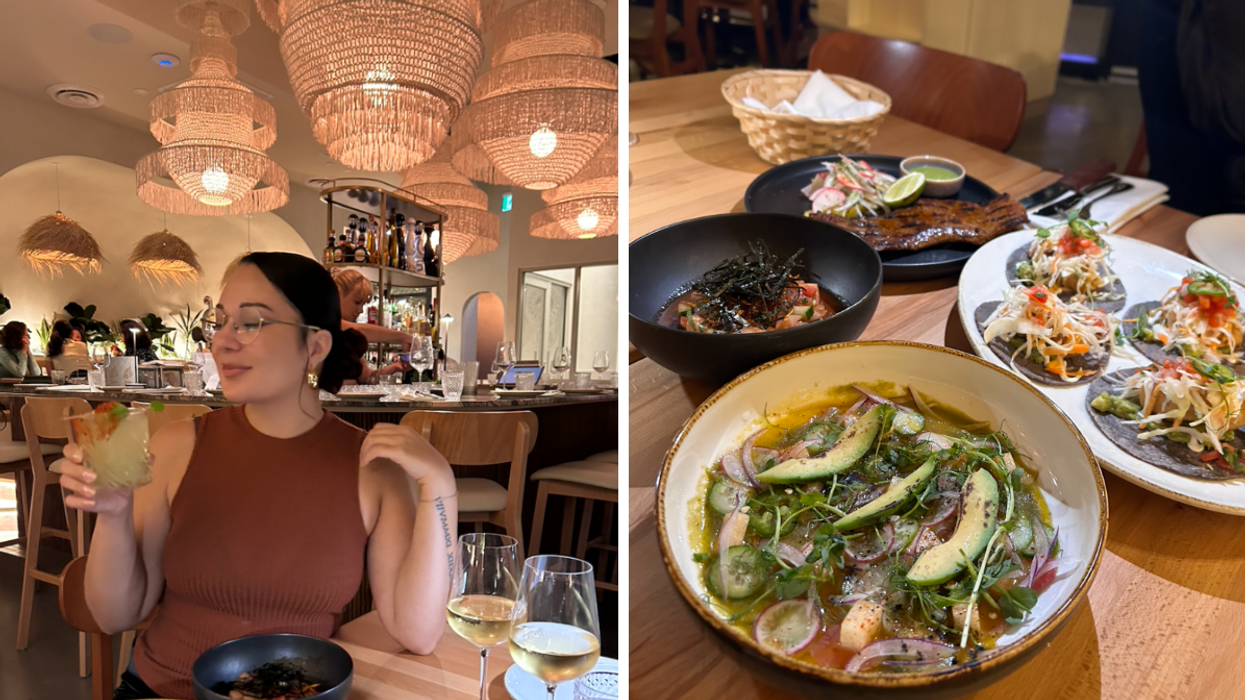 Une personne au Balam. Droite : Des plats du Balam.