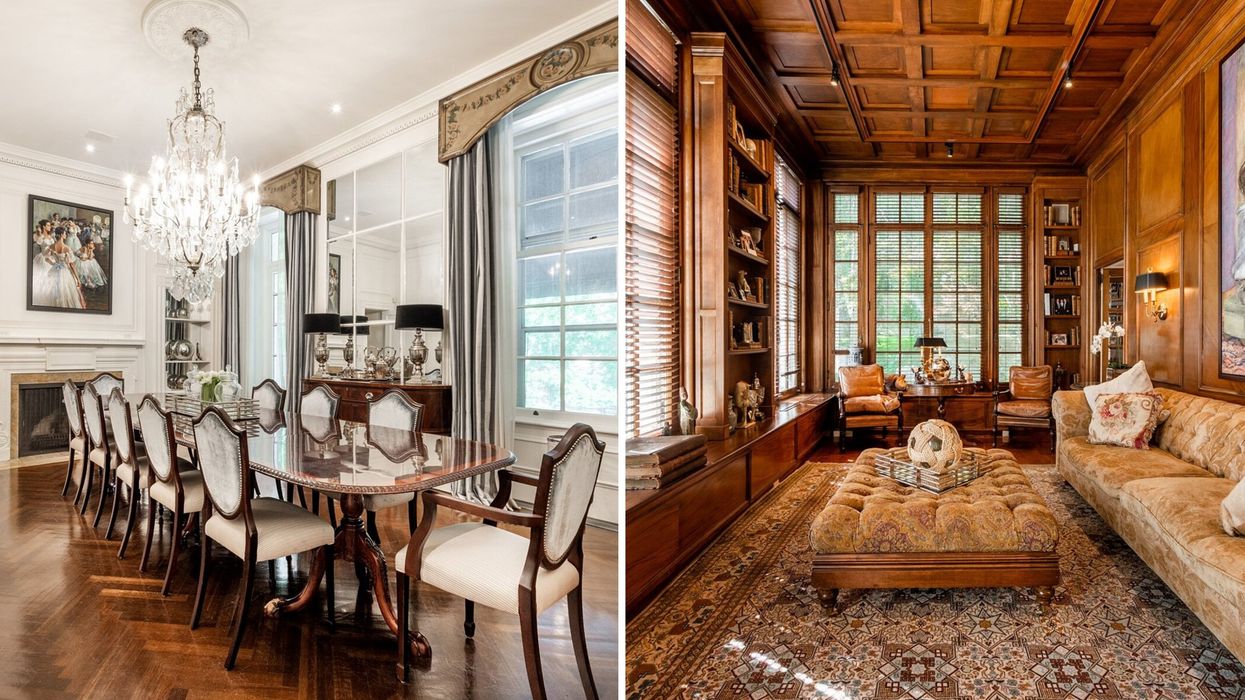 Une salle \u00e0 manger. Droite : un bureau.