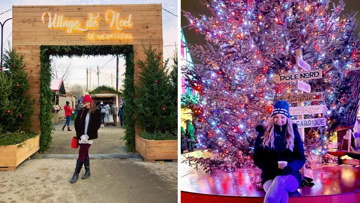 Village de Noël de Montréal. Droite : Grand Marché de Noël de Montréal.