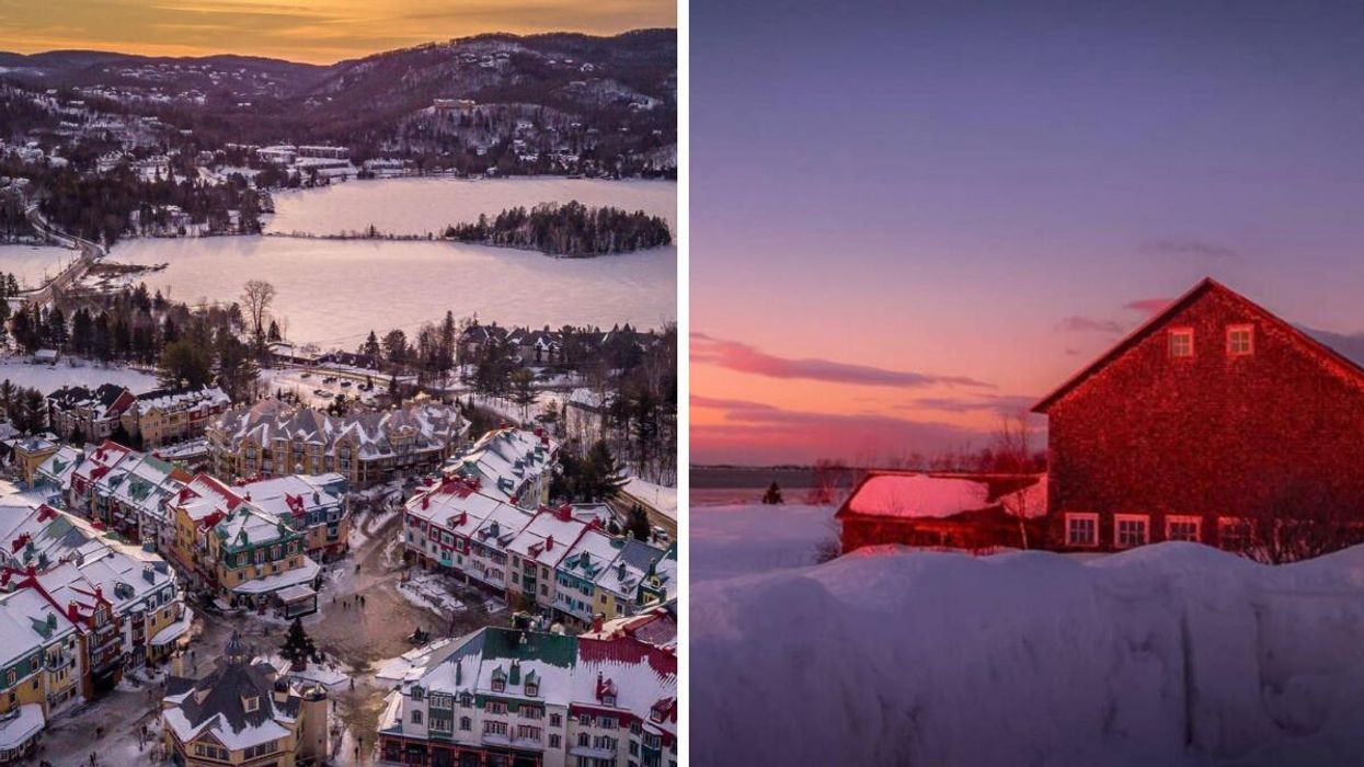 Village de Tremblant. Droite : Maison à Kamouraska.