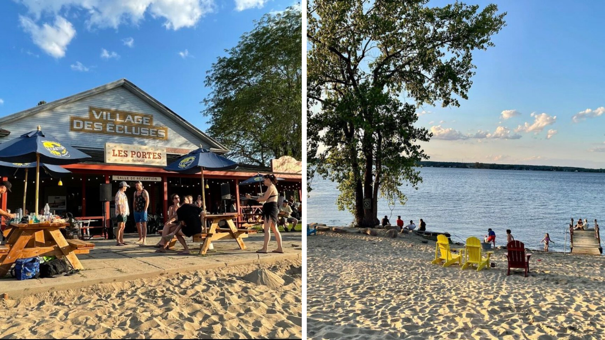 Village des Écluses. Droite : Plage